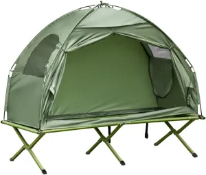 Multifunctional Folding Camping Cots for Adults, Elevated Tent with Sleeping Bag, Thick Air Mattress Pad, Portable Single Sleeping Cot Camping Bed