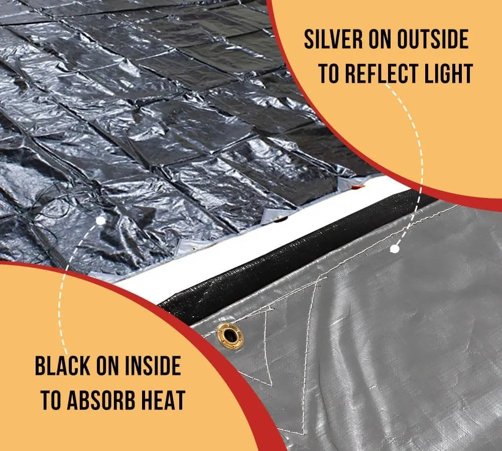 Mytee Products 25' x 54' Heavy Duty 8oz Hay Tarps Silver Black 14.5 mil Waterproof