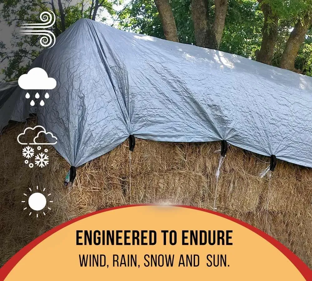 Mytee Products 25' x 54' Heavy Duty 8oz Hay Tarps Silver Black 14.5 mil Waterproof