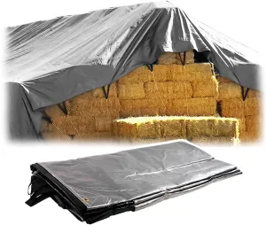 Mytee Products 25' x 54' Heavy Duty 8oz Hay Tarps Silver Black 14.5 mil Waterproof