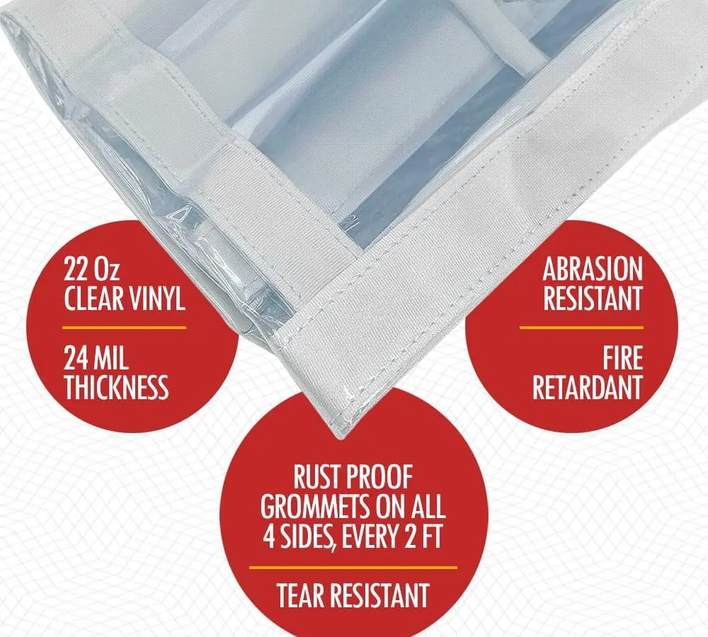 Mytee Products 6' x 12' Clear Vinyl Tarp, 22oz Vinyl, 24 MIL Thick, Fire Retardant, UV Resistant