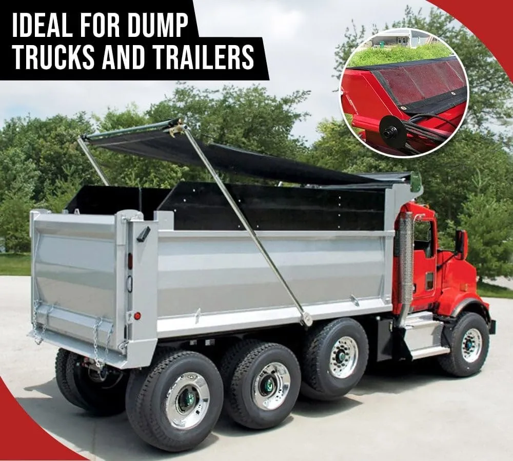 Mytee Products 6' x 8' Dump Truck Vinyl Coated Mesh Tarps Cover with 6 Inch 10oz Double Pocket