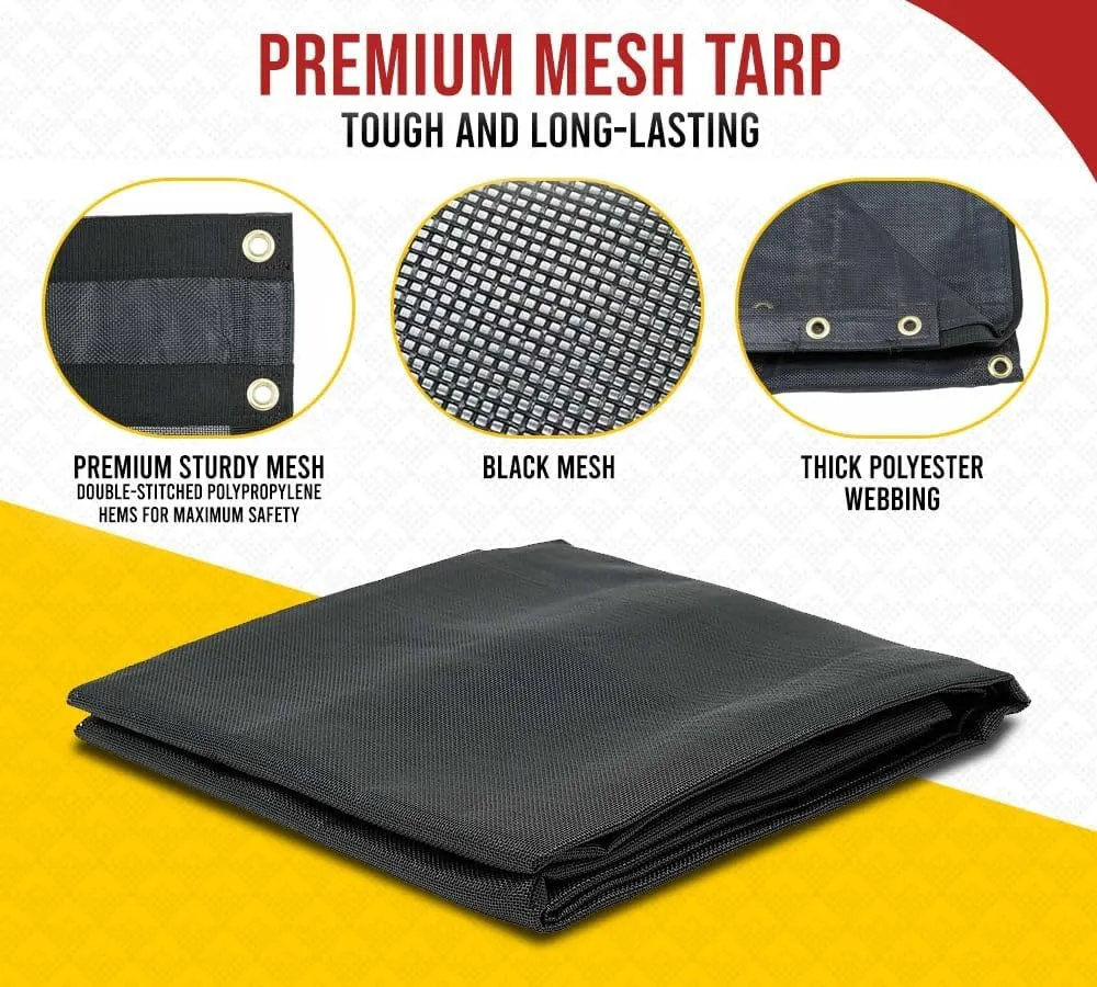 Mytee Products 6' x 8' Dump Truck Vinyl Coated Mesh Tarps Cover with 6 Inch 10oz Double Pocket