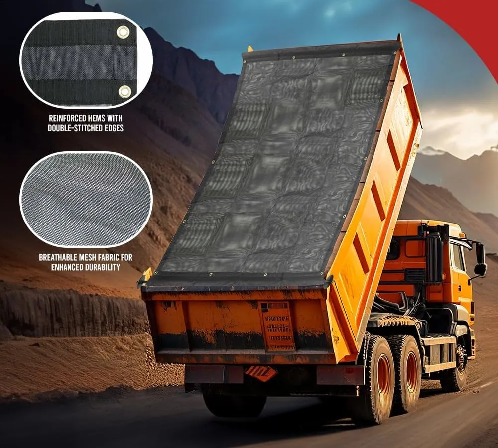 Mytee Products 6' x 8' Dump Truck Vinyl Coated Mesh Tarps Cover with 6 Inch 10oz Double Pocket