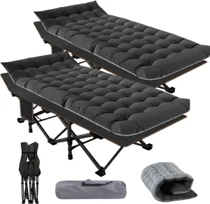 NAIZEA Folding Camping Cots for Adults, Portable Cot with Mattress Heavy Duty Outdoor Bed with Carry Bag 1200d Oxford Cloth Sleeping Cots for Camping Office Nap Home Guest Beach Travel