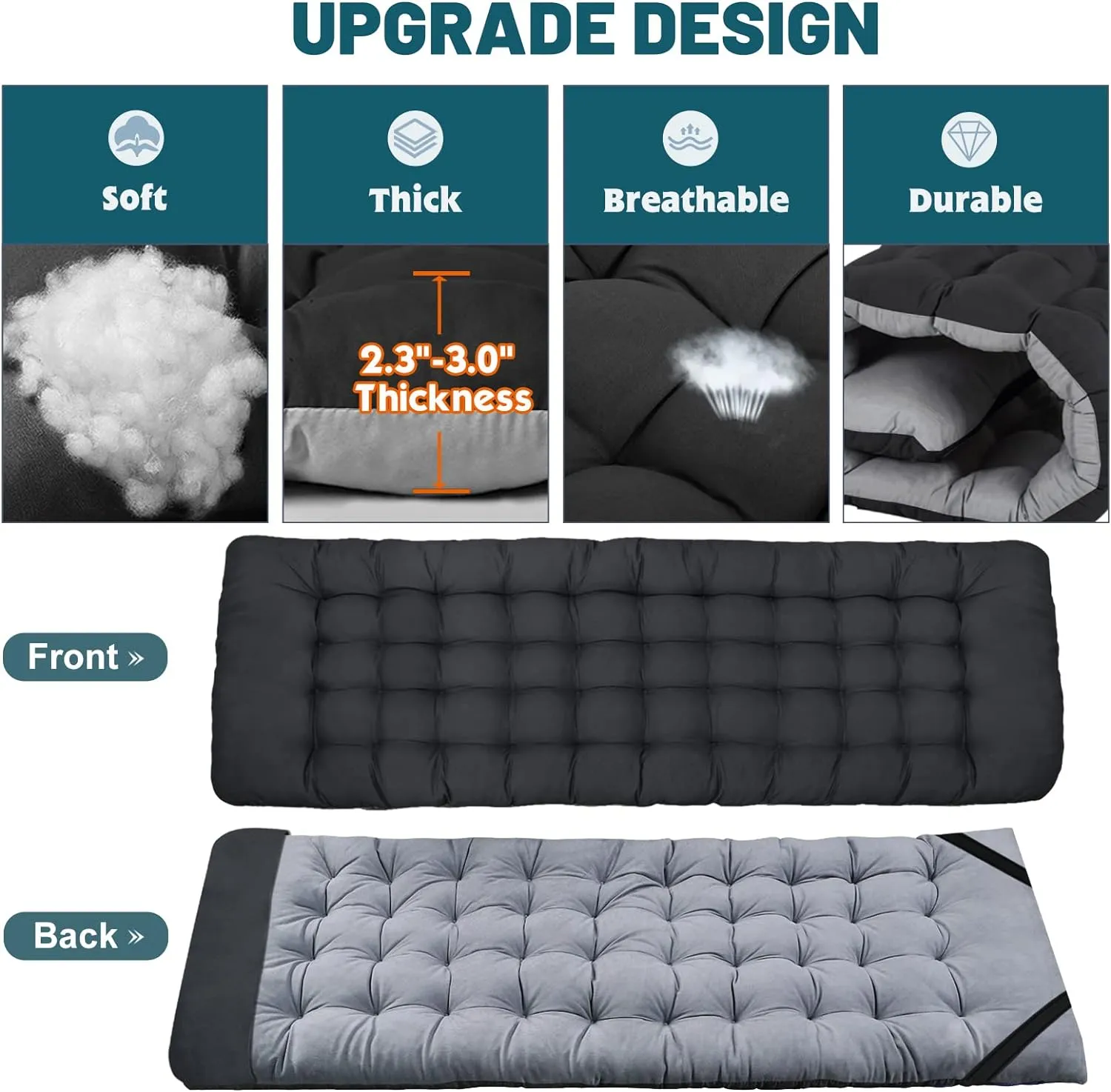 NAIZEA Folding Camping Cots for Adults, Portable Cot with Mattress Heavy Duty Outdoor Bed with Carry Bag 1200d Oxford Cloth Sleeping Cots for Camping Office Nap Home Guest Beach Travel