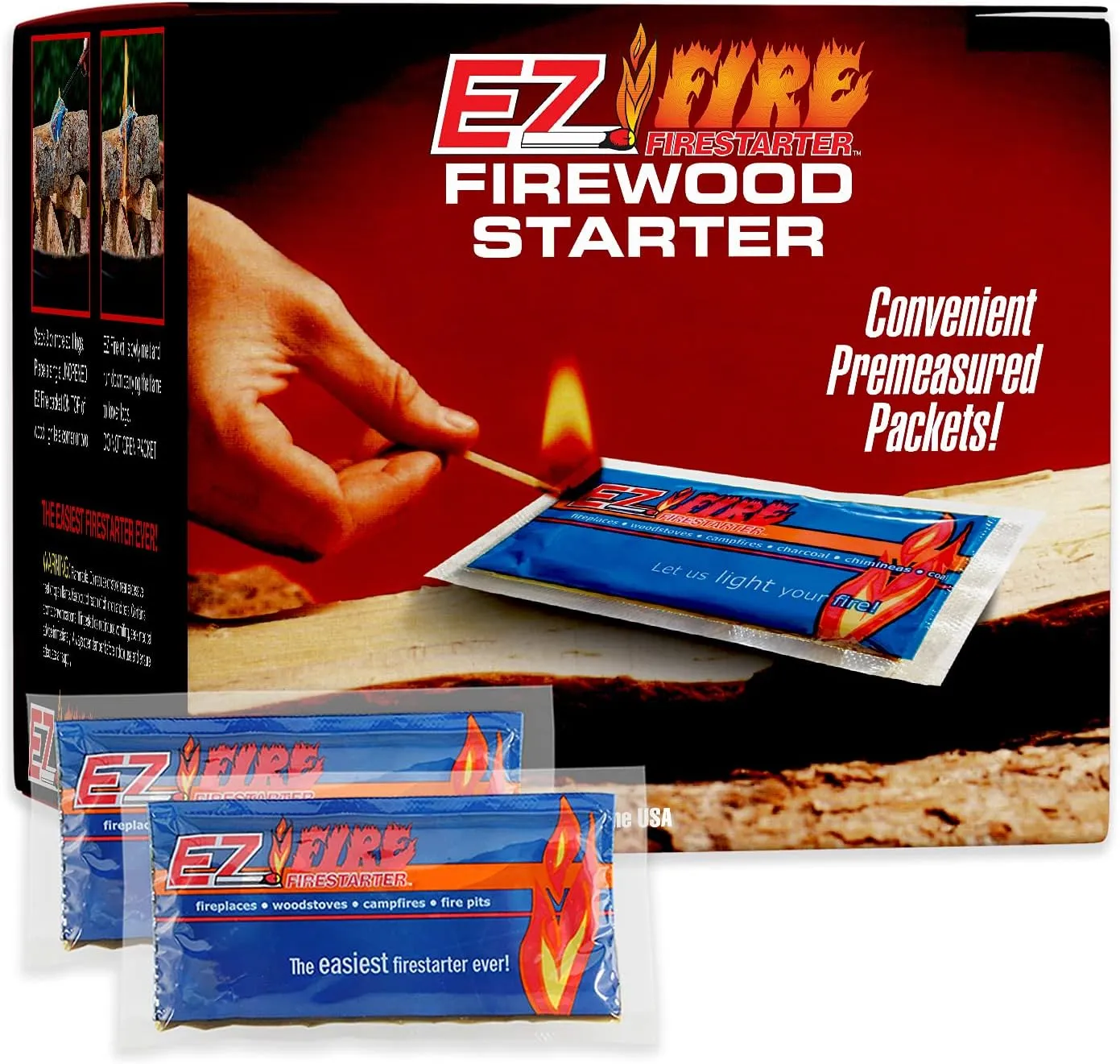 Naturally Occurring, Reliable, All Purpose, Easy-to-Use Fire Starter for Wood Stoves, Fireplaces, Campfires, and Bonfire – Waterproof, Windproof, Safe, Clean, Odorless | 10 Pack