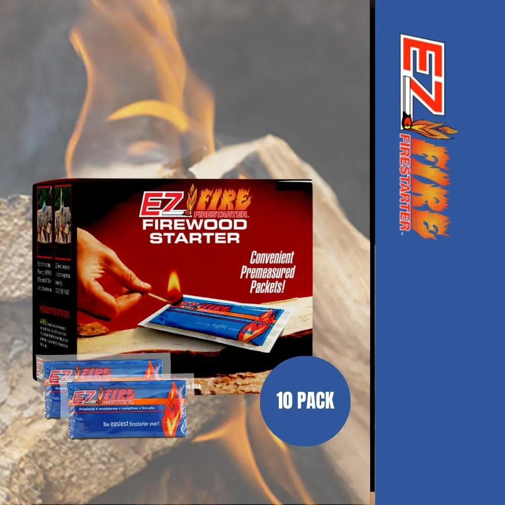 Naturally Occurring, Reliable, All Purpose, Easy-to-Use Fire Starter for Wood Stoves, Fireplaces, Campfires, and Bonfire – Waterproof, Windproof, Safe, Clean, Odorless | 10 Pack