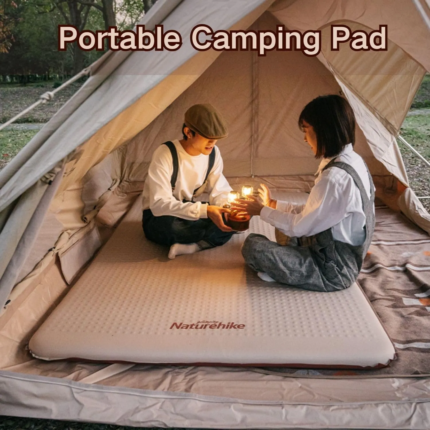 Naturehike 2.36" Thick Self Inflating 1 & 2 Person Sleeping Pad,Quick Insulated & Portable Air Mattress for Backpacking, Hiking, Travel, Tent (Khaki, Double)