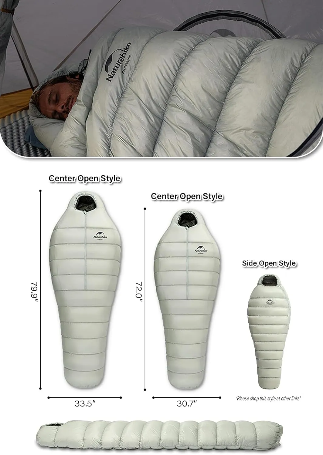 Naturehike Goose Down Mummy Sleeping Bag Ultralight | -18-48 ℉ Extreme 860 Fill Power Compact Portable 3-4 Season for Adults Cold Weather for Hiking Traveling & Outdoor