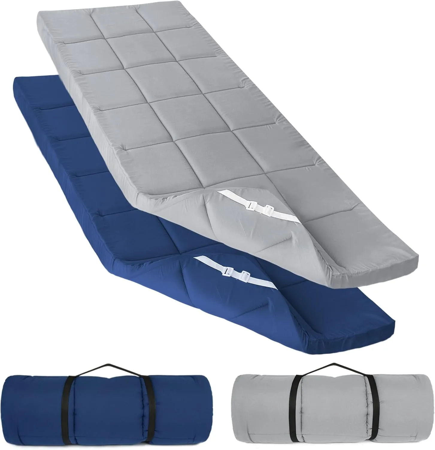 Navy Cot Mattress Topper - Quilted Pads for Camping, 75"x30" for Camp Cot/Rv Bunk/Narrow Twin Beds
