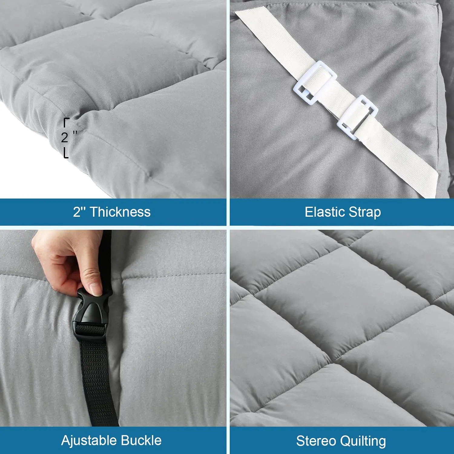 Navy Cot Mattress Topper - Quilted Pads for Camping, 75"x30" for Camp Cot/Rv Bunk/Narrow Twin Beds