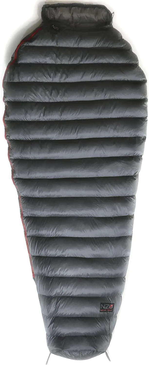 Near Zero NZ 35 Mummy Sleeping Bag - Compact and Ultra Lightweight for Moderate Temperature Excursions, 850 Fill Power Duck Down Sleeping Bag, Includes Nylon Carrying Bag and Mesh Storage Bag