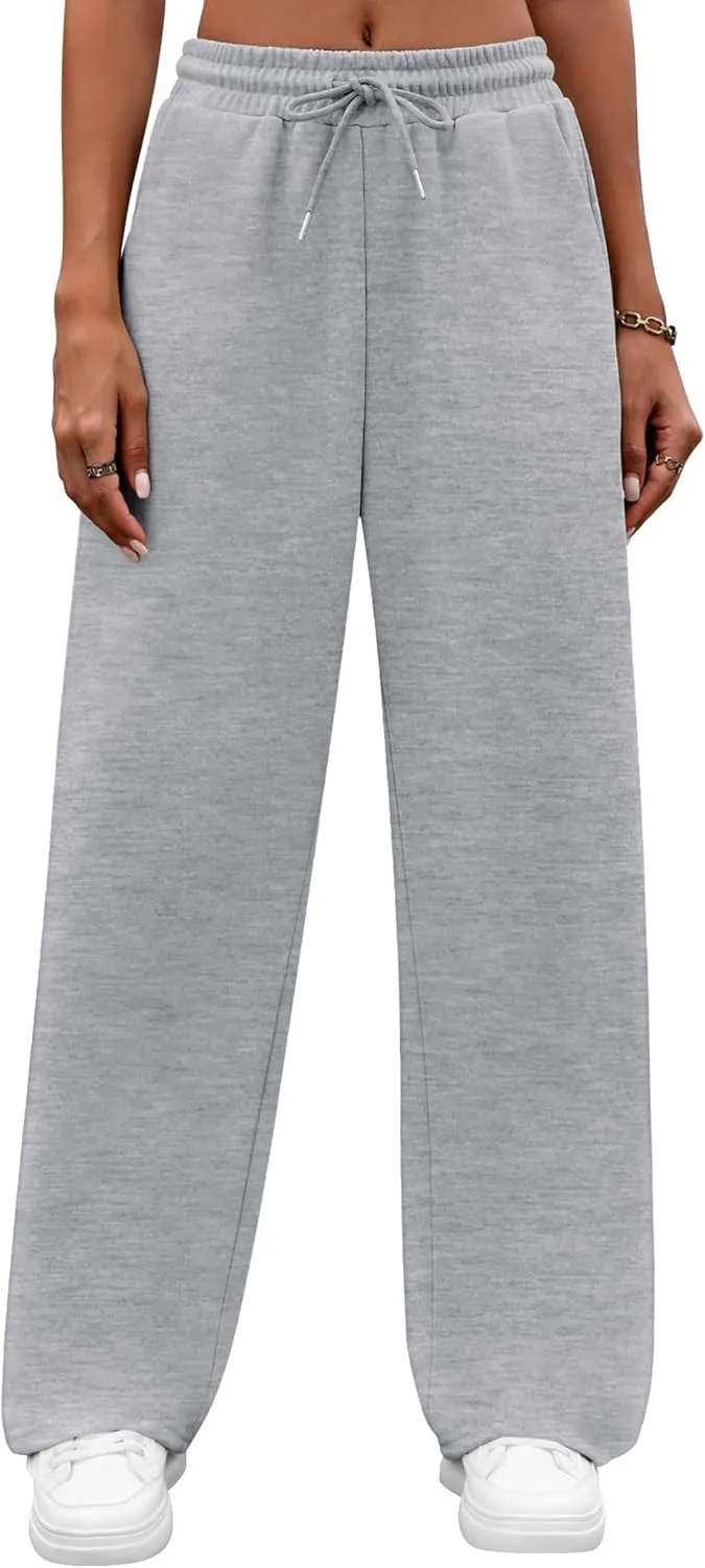 Neer 3 Pack Women's Yoga Pants with Pockets, High Waisted Cozy Lounge Pants Drawstring Sweatpants Loose Wide Leg Jogger
