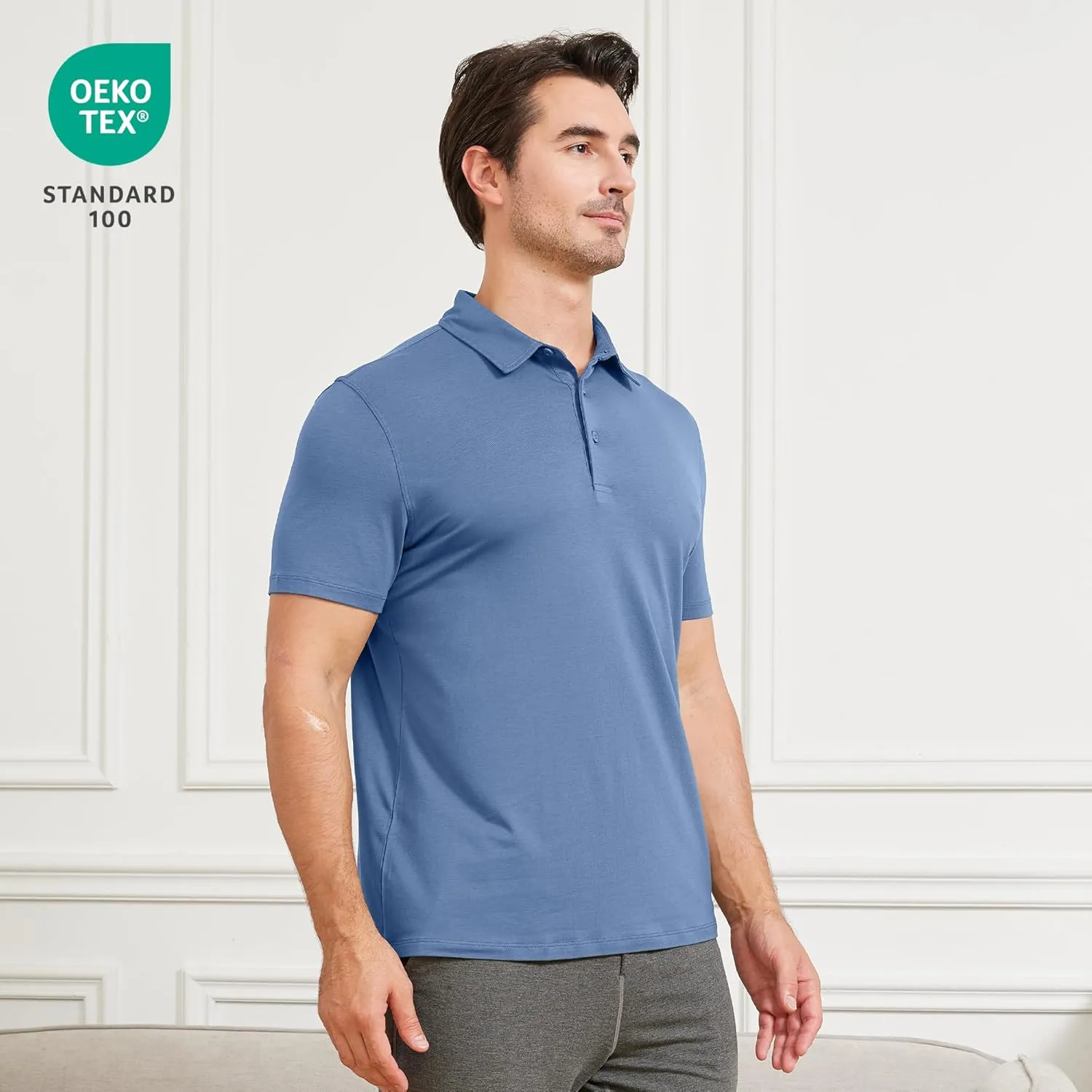 netdraw Mens Ultra Soft Bamboo Viscose Polo Lightweight Cooling Short Sleeve Casual Collared Golf Shirt