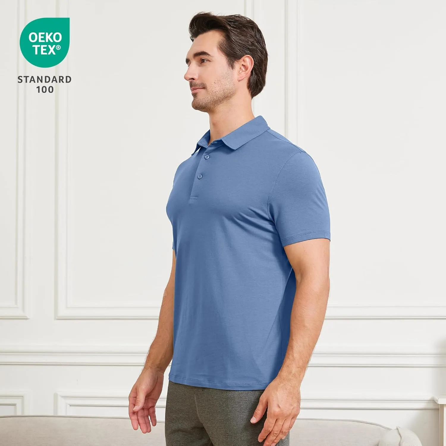 netdraw Mens Ultra Soft Bamboo Viscose Polo Lightweight Cooling Short Sleeve Casual Collared Golf Shirt