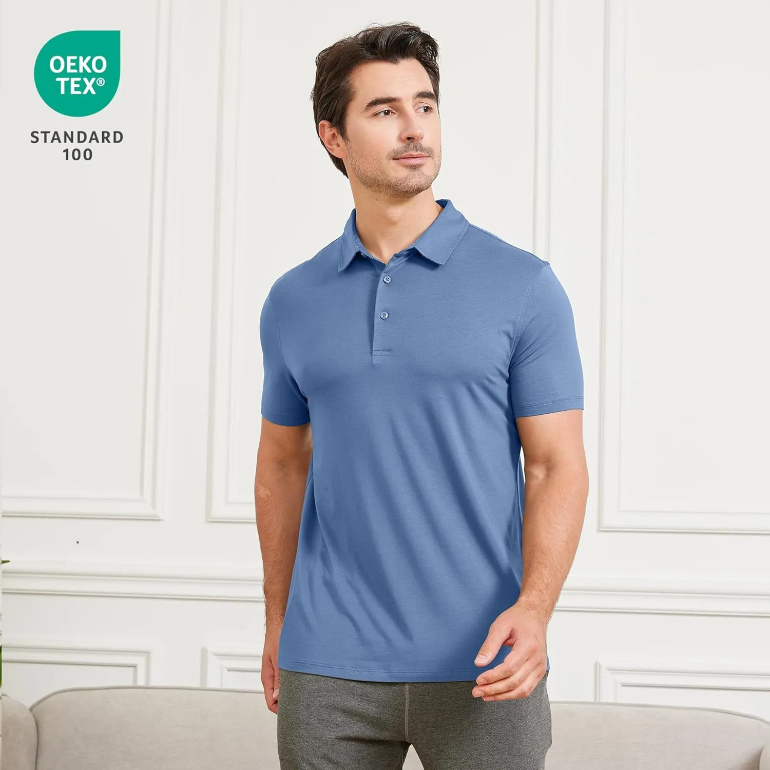 netdraw Mens Ultra Soft Bamboo Viscose Polo Lightweight Cooling Short Sleeve Casual Collared Golf Shirt