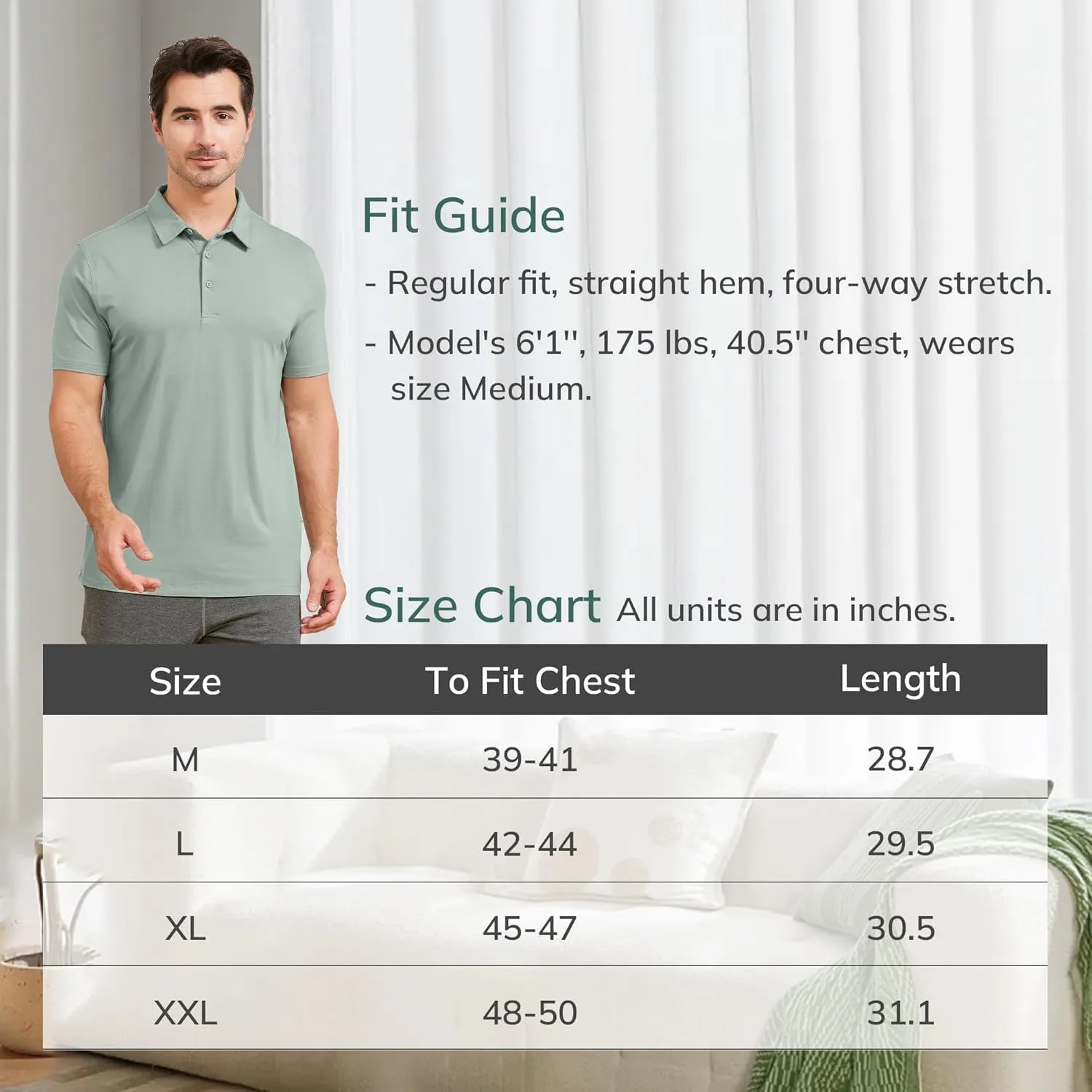 netdraw Mens Ultra Soft Bamboo Viscose Polo Lightweight Cooling Short Sleeve Casual Collared Golf Shirt
