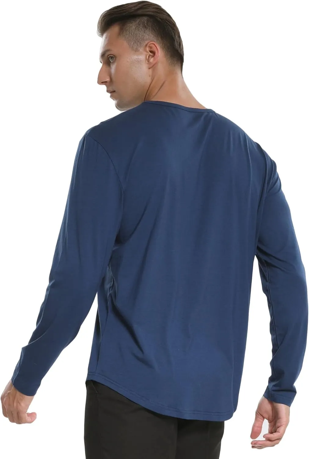 netdraw Men's Ultra Soft Bamboo Viscose T-Shirt Curve Hem Lightweight Cooling Short/Long Sleeve Casual Basic Tee Shirt