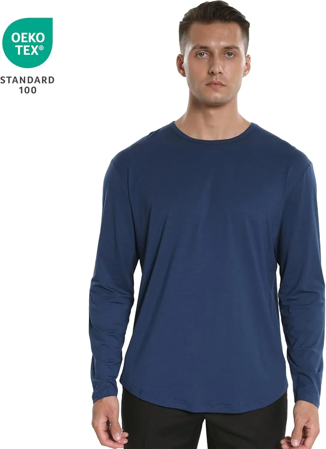 netdraw Men's Ultra Soft Bamboo Viscose T-Shirt Curve Hem Lightweight Cooling Short/Long Sleeve Casual Basic Tee Shirt