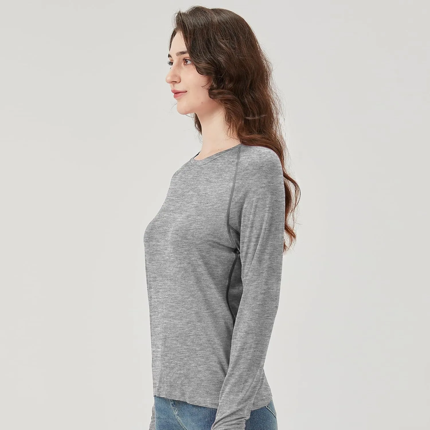 netdraw Women's Ultra Soft Bamboo Viscose Workout T-Shirt Long Sleeve Cooling Lighweight Tops with Thumbholes