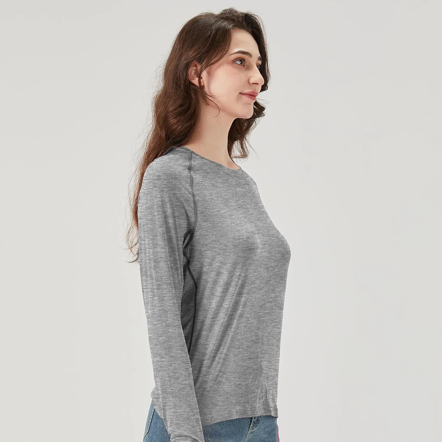 netdraw Women's Ultra Soft Bamboo Viscose Workout T-Shirt Long Sleeve Cooling Lighweight Tops with Thumbholes