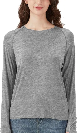 netdraw Women's Ultra Soft Bamboo Viscose Workout T-Shirt Long Sleeve Cooling Lighweight Tops with Thumbholes