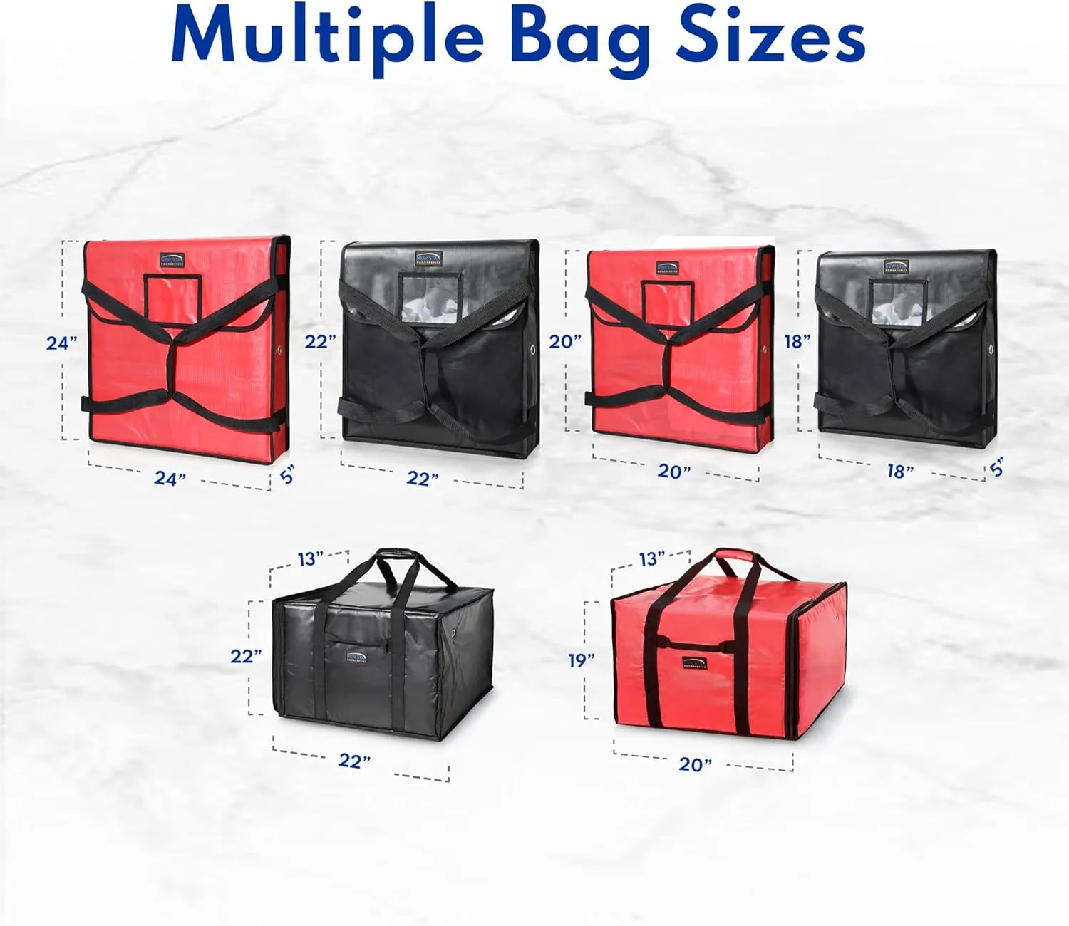 New Star Foodservice 51131 Insulated Pizza Delivery Bag, 24" by 24" by 5", Black