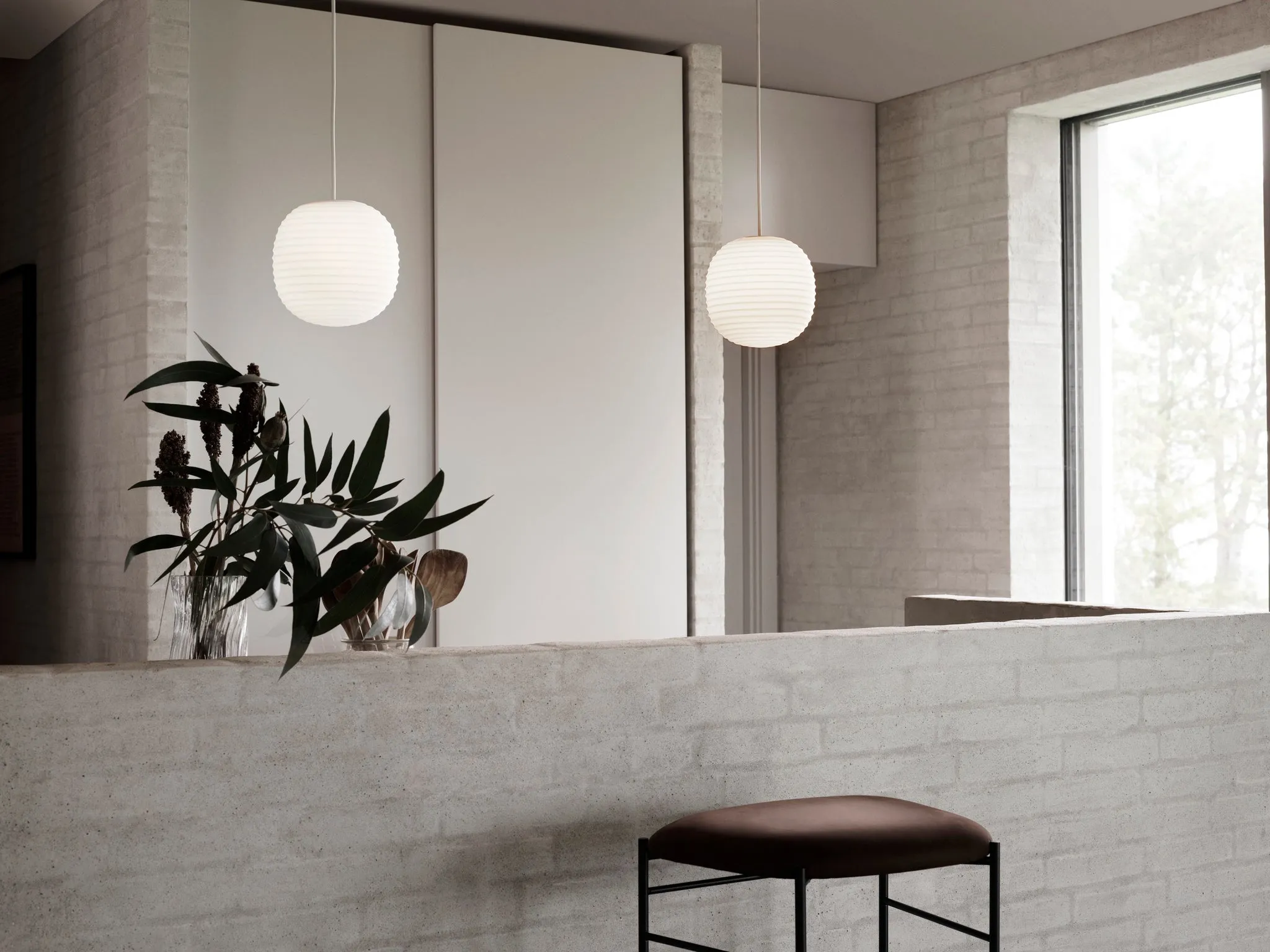 NEW WORKS | Lantern Pendant - Frosted White Opal Glass - Small