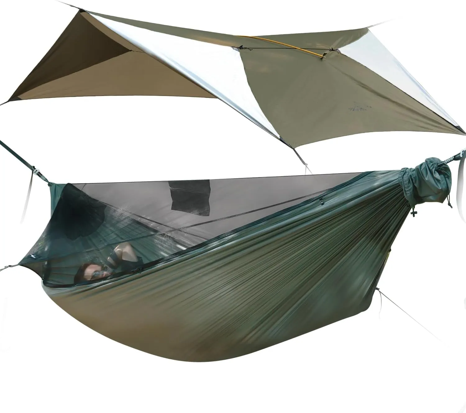 NomadNest 11ft Camping Hammock with 14ft Camping Tarp, Detachable Full-Open Mesh, Lightweight Portable Hammocks for Camping Hiking Backpacking
