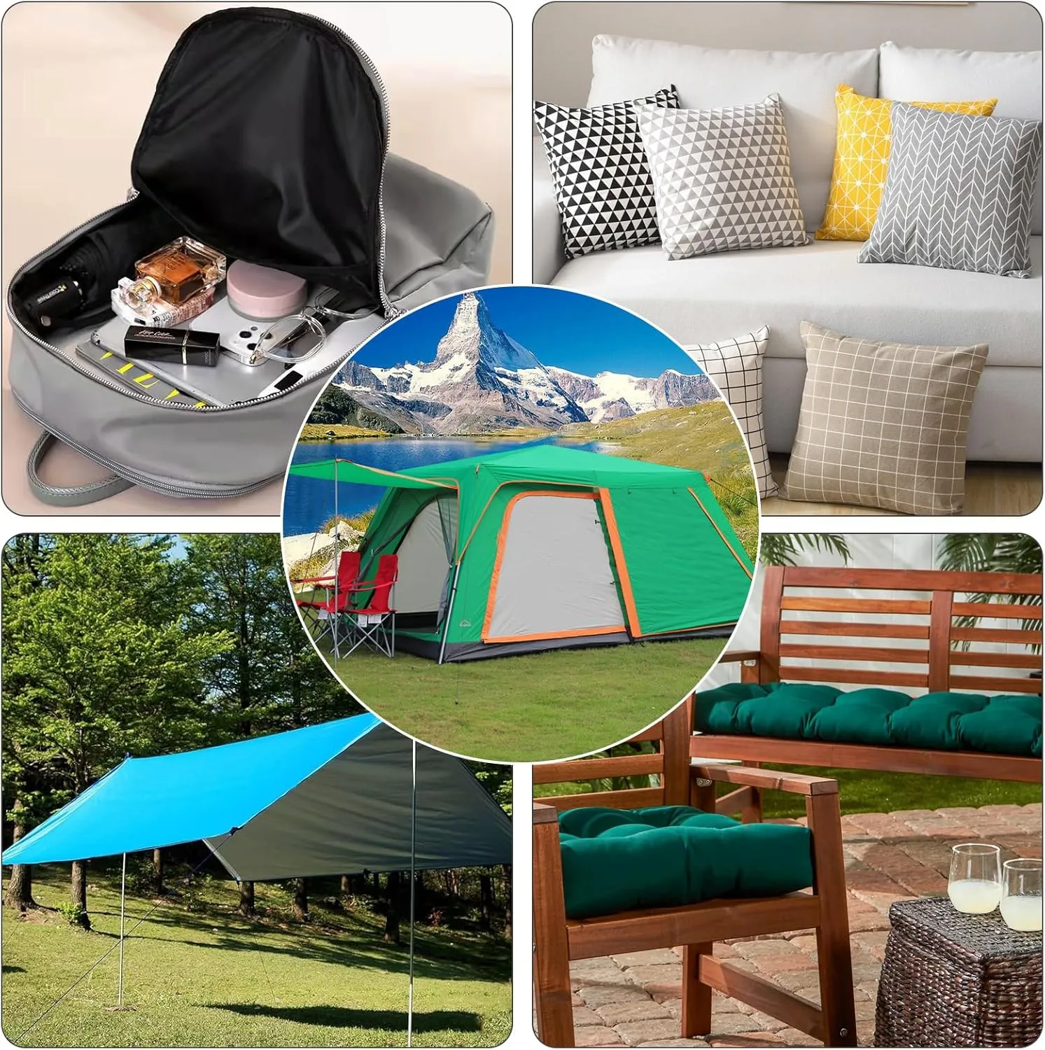 Nylon Fabric, 58" W 420D Waterproof Fabric 2 Yard Ripstop Nylon Fabric Outdoor Upholstery Twill Sewing Fabric for Patio Chair, Lining, Cushion, Purse, Tote Bag, Tent, Tarp Cover, DIY Project Ivory