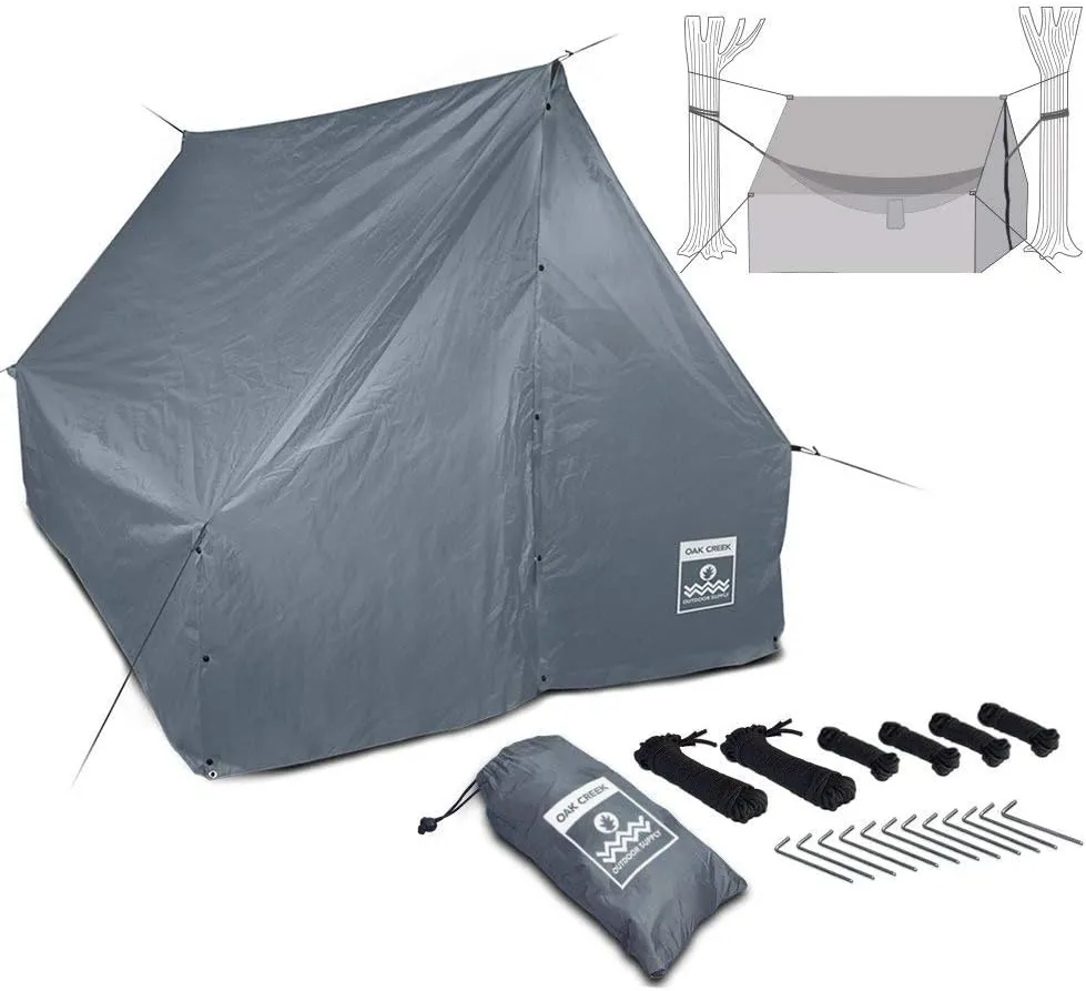Oak Creek Advanced Hammock Rain Fly. 110 Inch Multipurpose Rainfly for Hammocks. Provides Protection from The Elements. Lightweight Waterproof Tarp Works with Any Camping Hammock