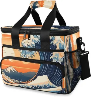 Ocean Hawaii Beach Cooler Bag Insulated Cooler Soft Sided Cooler 24 Can Portable Picnic Bag Large Leakproof Lunch Bag Box for Beach Grocery Camping Travel Car Men Women
