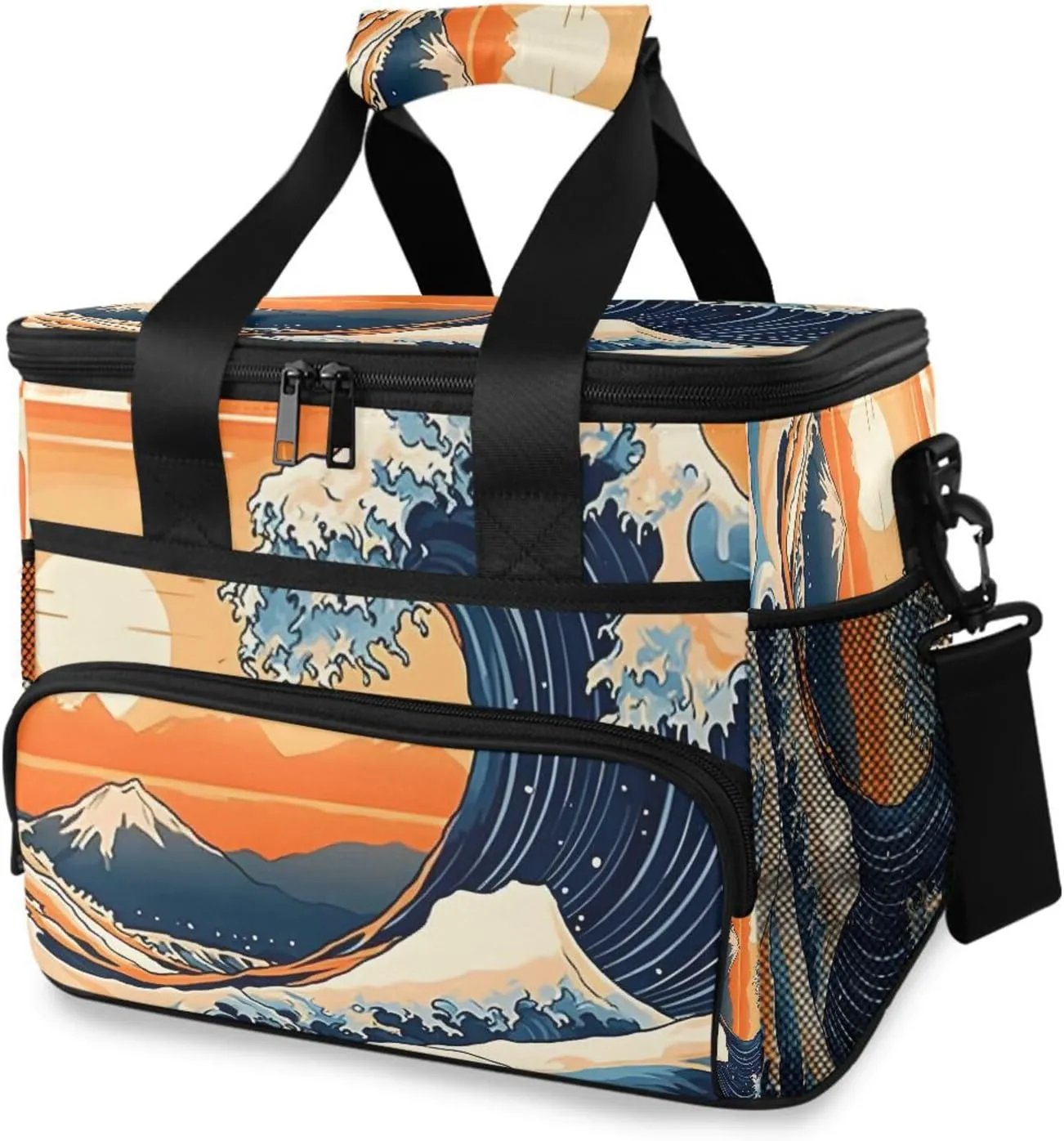 Ocean Hawaii Beach Cooler Bag Insulated Cooler Soft Sided Cooler 24 Can Portable Picnic Bag Large Leakproof Lunch Bag Box for Beach Grocery Camping Travel Car Men Women