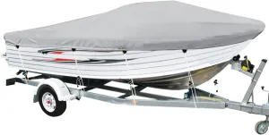 Oceansouth Heavy Duty 100% Solution Dyed Polyester V-Hull Runabout Boat Cover ((13'5" - 14'1")) Fish Cover Fishing Straps tarp Poles Waterproof Bag Boat Bags Equipment Covers Seats Heavy Duty