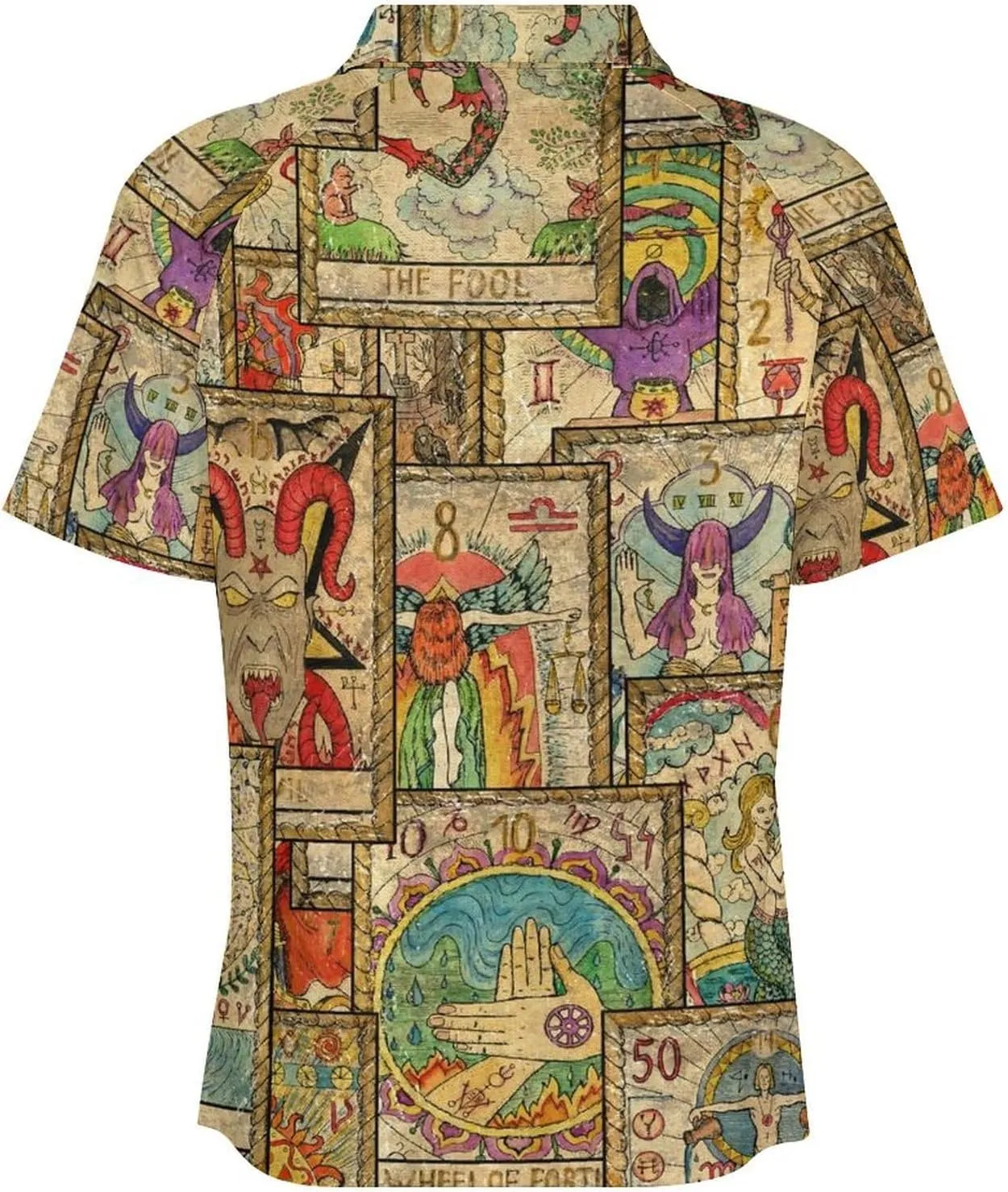 Old Tarot Cards in Vertical Layout Men's Casual Polo Zipper Shirts Short Sleeve Fashion Golf Shirt Classic