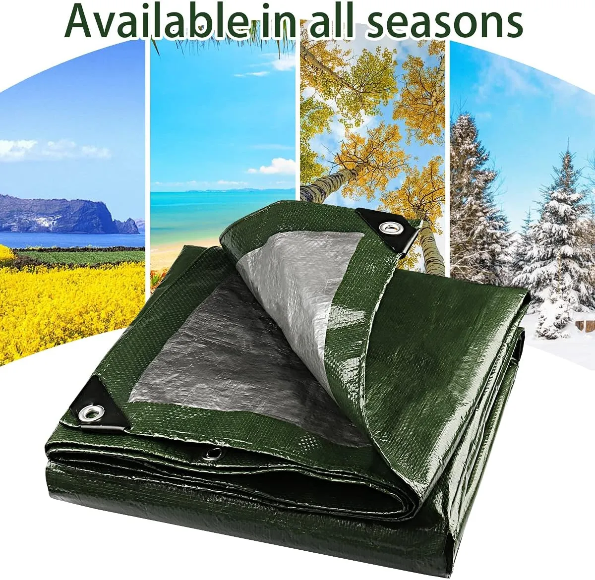 Onarway Poly Tarps Waterproof for Outdoor: Green Tarpaulin 6Mil Thicken 6x10 Ft 2Packs- Anti-UV Waterproof Tarp Cover with Grommets Multipurpose for Boat Pool Roof Camping