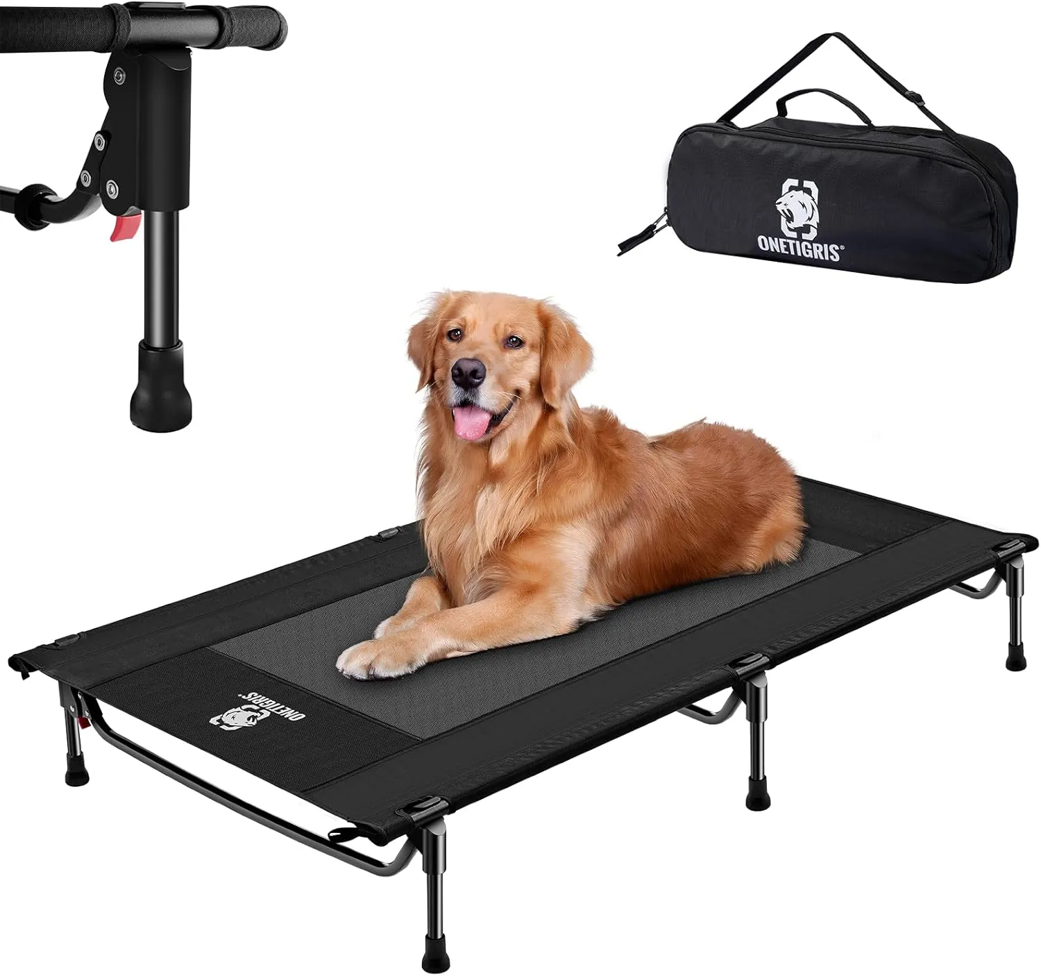 OneTigris Elevated Dog Bed - Large Outdoor & Indoor Portable Dog Cot with Chew Proof Mesh