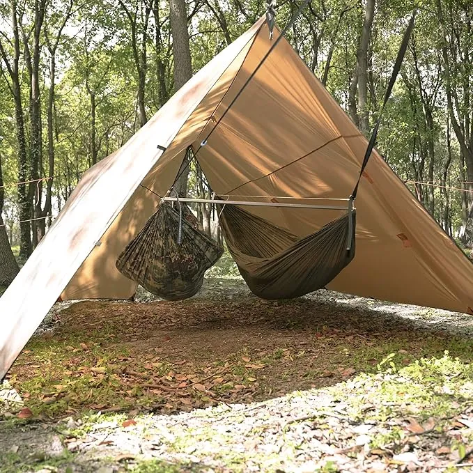 onewind Hammock Tarp, 14Ft*13Ft Blackthorn Hammock Rain Fly, Big Tarp for 3-4 Persons, Ultralight Tarp Tent for 2 Hammocks or Bridge Hammock, 3000mm Waterproof Silnylon Camping Tarp, Brown