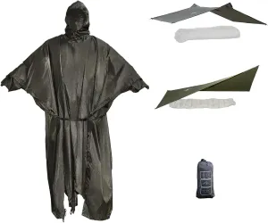 onewind Hooded Rain Poncho, Silnylon Rain Coat Versatile Survival Shelter Waterproof Breathable Lightweight Poncho