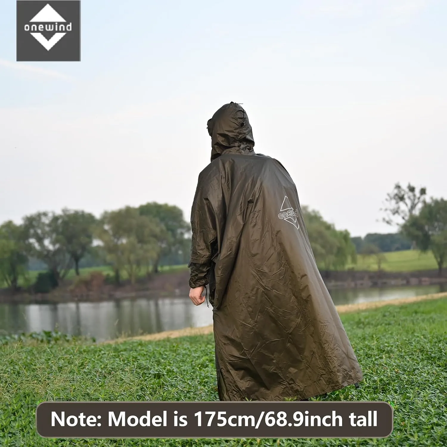 onewind Hooded Rain Poncho, Silnylon Rain Coat Versatile Survival Shelter Waterproof Breathable Lightweight Poncho