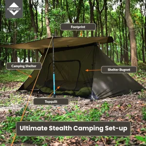 onewind Shelter, Camping Tarp Set Include Emergency Shelter, BugNet and Tent Footprint, Ripstop Silnylon with Silicone PU Coating Survival Shelter Tent for Camping, Hiking, Backpacking
