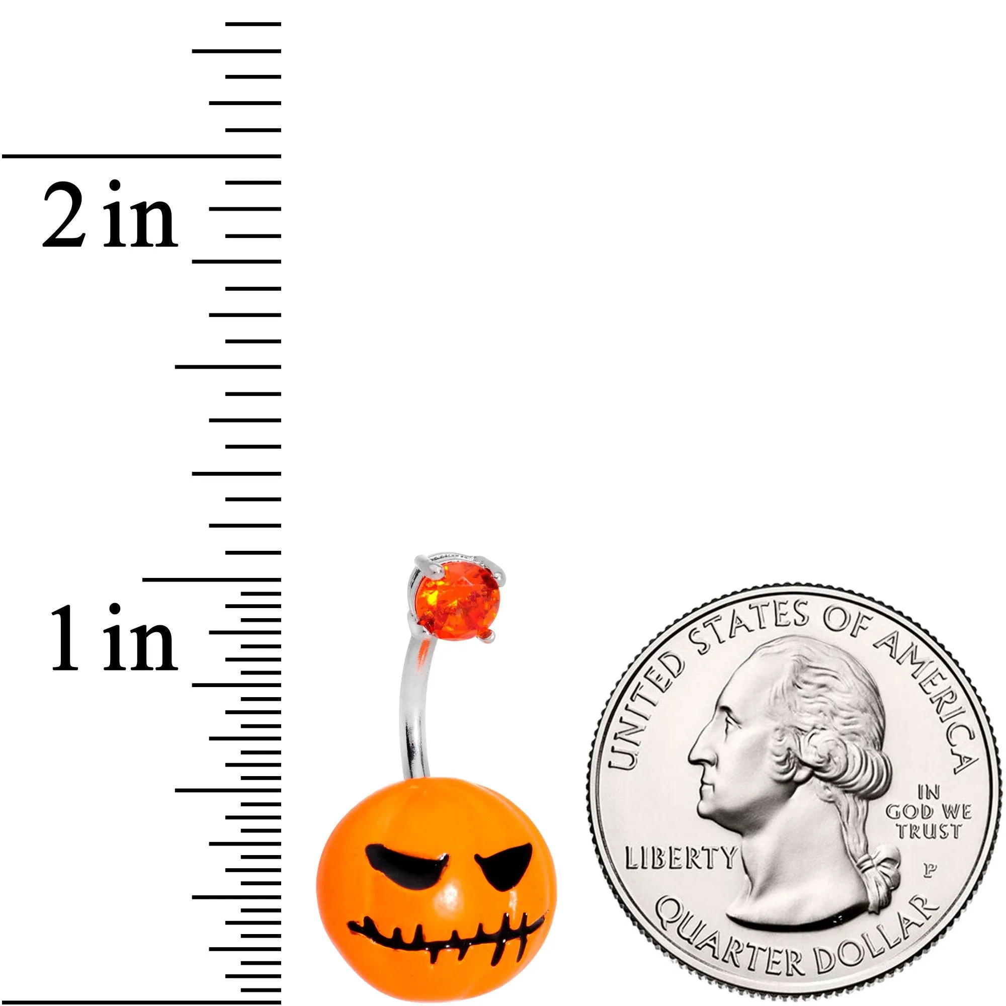 Orange Gem Scary Halloween Jack O Lantern Belly Ring