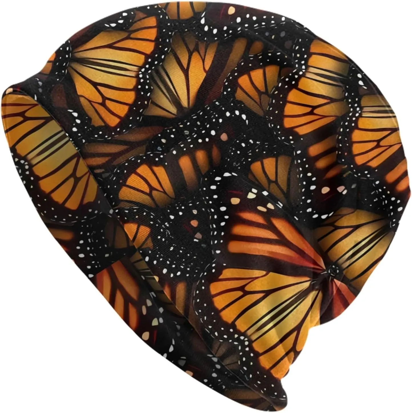 Orange Monarch Butterflies Slouchy Beanie Hat for Men/Women Hip-Hop Soft Lightweight Running Headwear Cap Baggy Skull Sleep Scarf Thin Knit Hat