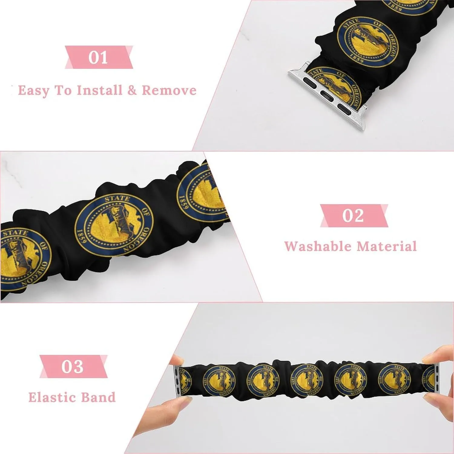 Oregons State Seal Fashion Watch Strap Scrunchies Wristbands Compatible With IWatch Series