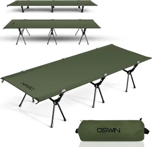 OSWIN Adult Backcountry Camping cot with Leg Extension, rollaway Camping cot, Ultralight Folding Backpack Bed, Support 330-pound, Portable Camping Bed Outdoor Hiking RV Beach（Green）