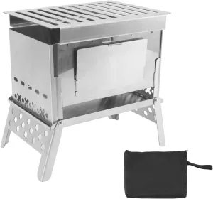 OUKENS Foldable BBQ Grill, Stainless Steel Portable Detachable Barbecue Cooking Stove,Barbecue Grill Small Outdoor Grill for Outdoor Garden Camping Picnic