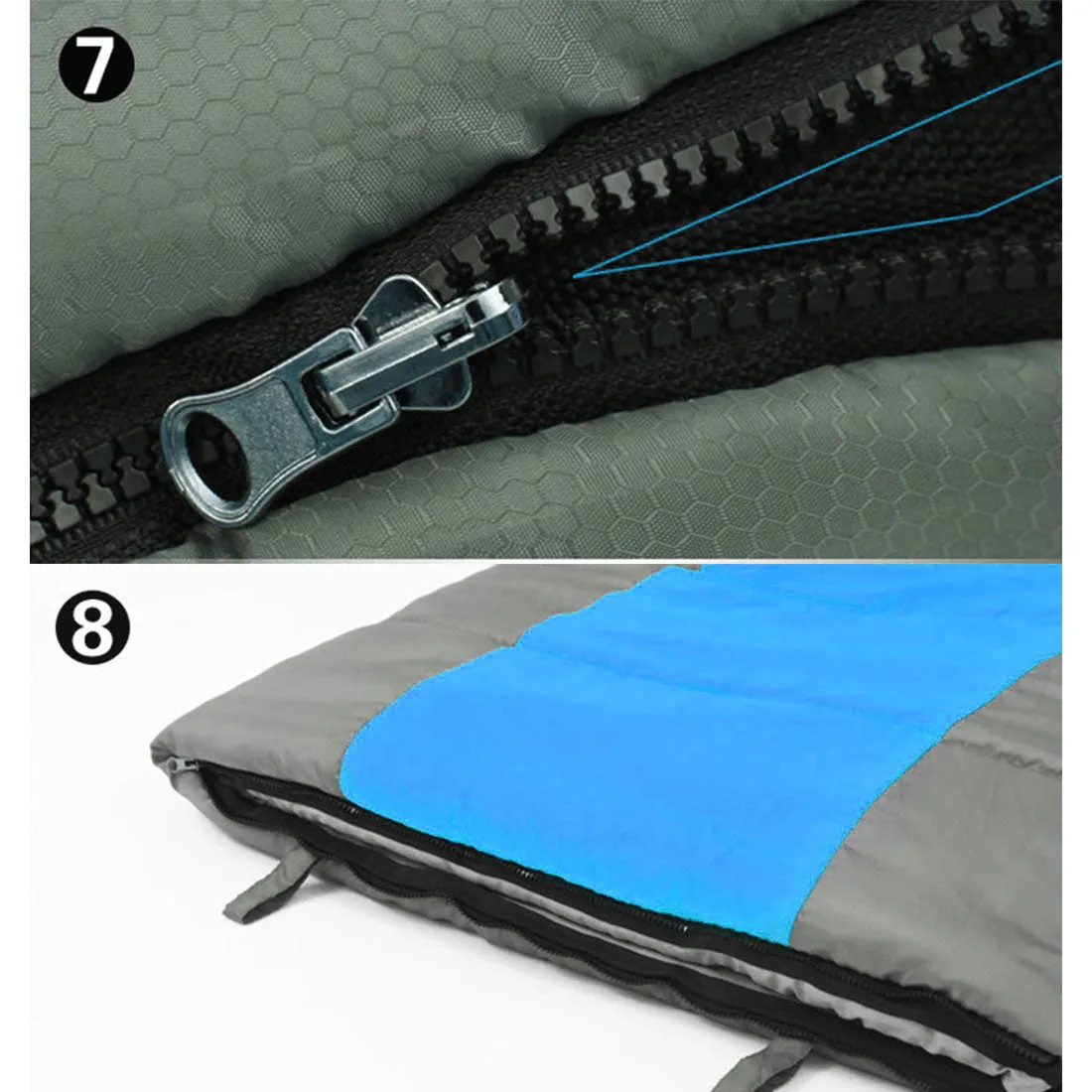 Outdoor Camping Envelope Sleeping Bag Thermal Tent Hiking Winter Single -15C - blue