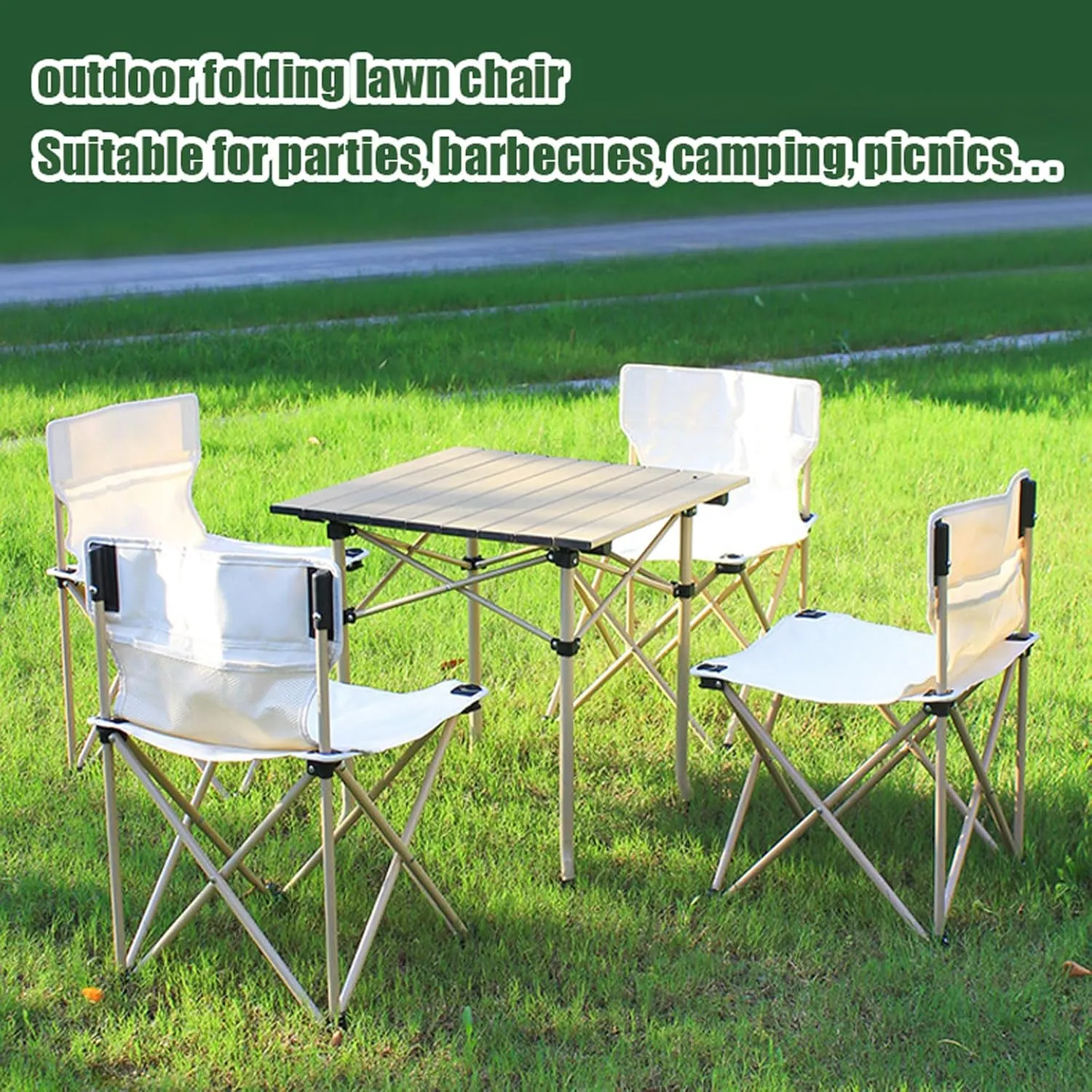 Outdoor Camping Furniture Sets, Compact Camping Folding Table and Chairs, Lightweight Aluminum Table and Oxford Cloth Collapsible Chairs, Easy Carrying