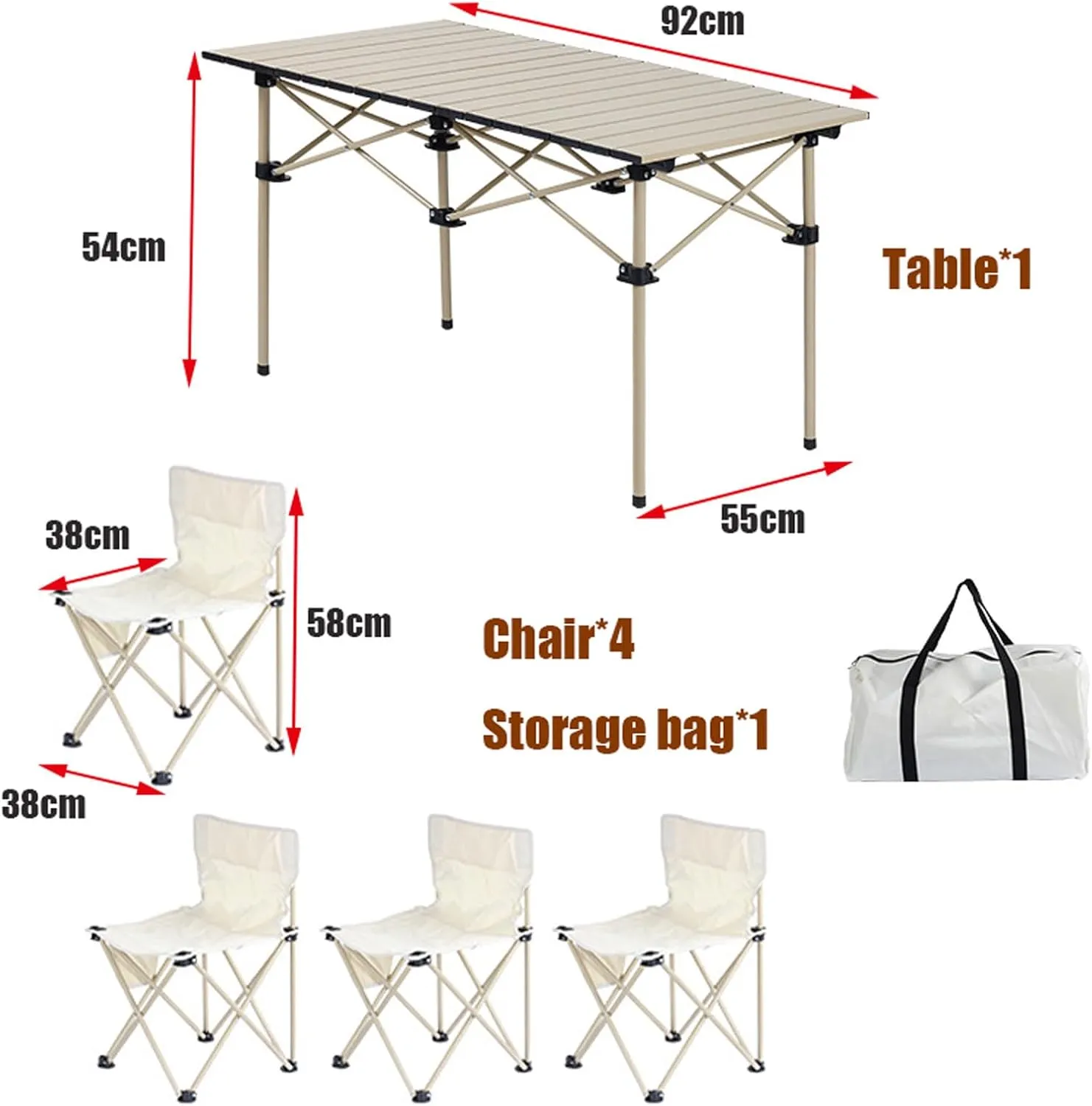 Outdoor Camping Furniture Sets, Compact Camping Folding Table and Chairs, Lightweight Aluminum Table and Oxford Cloth Collapsible Chairs, Easy Carrying